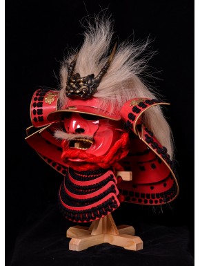 Casco japonés Takeda Shingen Kabuto con máscara Mempo