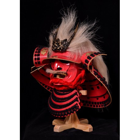 Casco japonés Takeda Shingen Kabuto con máscara Mempo