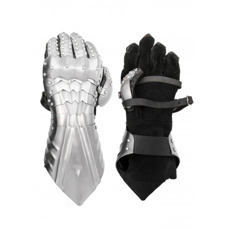 Guanteletes de combate de acero con interior de cuero