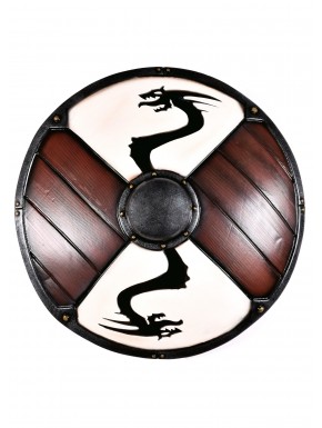 Escudo viking redondo com dragão preto e branco por Epic Armoury