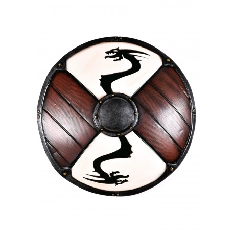 Escudo viking redondo com dragão preto e branco por Epic Armoury
