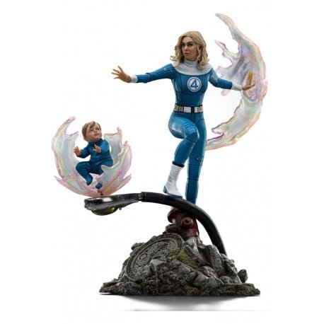 Estátua Invisible Woman e Franklin, poliresina, 28 cm, Iron Studios
