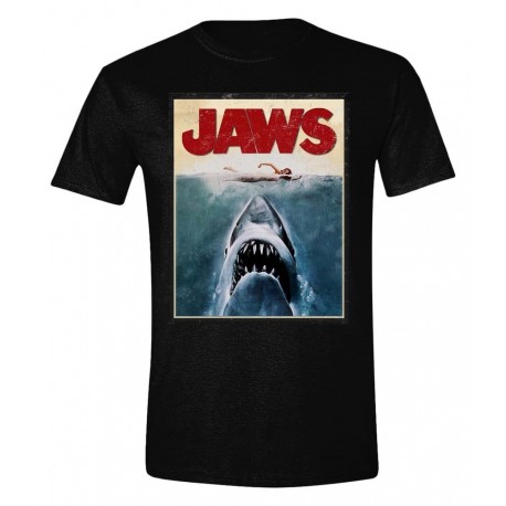 Camiseta negra con el póster de Jaws