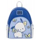 Mochila azul Pochacco Sanrio con diseño de mariposas