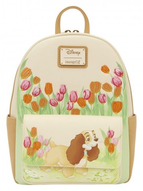 Mochila Disney Lady and the Tramp con tulipanes pastel
