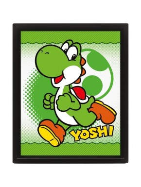 Póster 3D lenticular Yoshi verde con marco negro