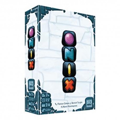 Caja del juego de mesa Onix y cartas de gemas.