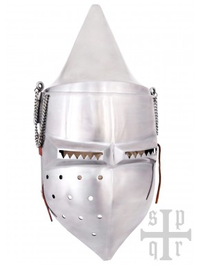 Casco medieval Klappvisor Bascinet de acero con visera