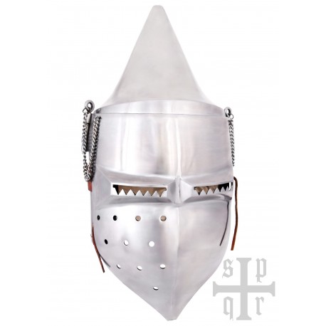 Casco medieval Klappvisor Bascinet de acero con visera