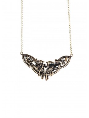 Collier celtique en bronze avec oiseaux et nœud