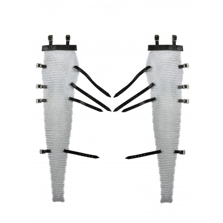 Chausses de cotte de mailles zincées avec sangles en cuir