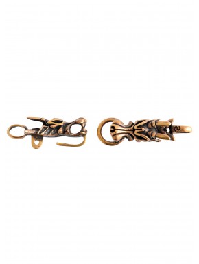 Fecho de capa viking em bronze com cabeças de dragão