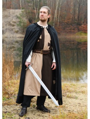 Capa medieval negra con forro de terciopelo unisex