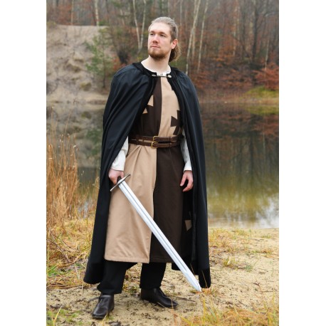 Capa medieval negra con forro de terciopelo unisex