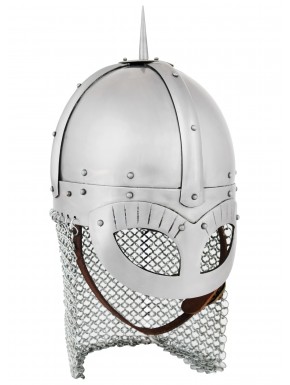 Casque viking Gjermundbu en acier avec aventail en mailles