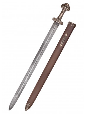 Épée viking avec fourreau, acier de Damas, design historique
