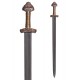 Épée viking de Dybäck avec gravures et fourreau en cuir