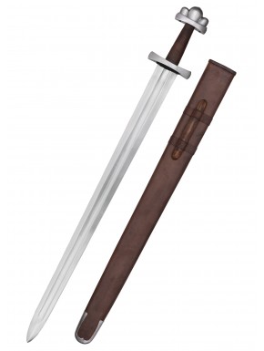Épée viking avec fourreau en cuir et détails en acier