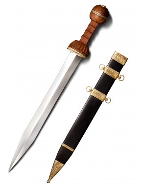 Espada Gladius Romana con mango de madera y vaina de cuero
