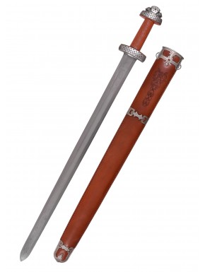 Espada Trondheim Vikinga en acero Damasco y cuero