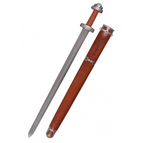 Épée Viking Trondheim en acier Damas et cuir