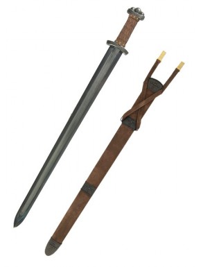 Espada viking Godfred com lâmina de aço de Damasco