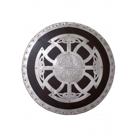 Escudo redondo vikingo de madera con acero 54.5 cm