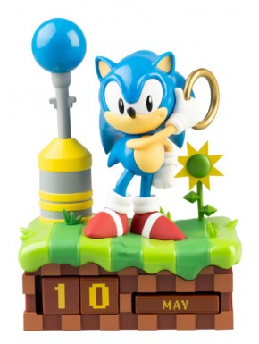 Calendario 3D de Sonic con bloques intercambiables de fecha.