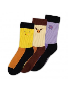Chaussettes Pokémon avec Pikachu, Évoli et Gengar