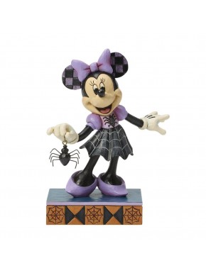 Figurine Minnie Mouse Halloween en robe violette avec araignée