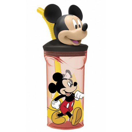 Glass with lid and straw Mickey Mouse 3D