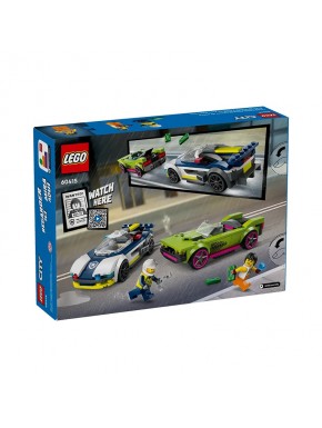 Ensemble LEGO City avec voiture de police et voiture de sport verte