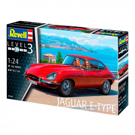 Caja de maqueta Jaguar E-Type 1/24 roja de Revell