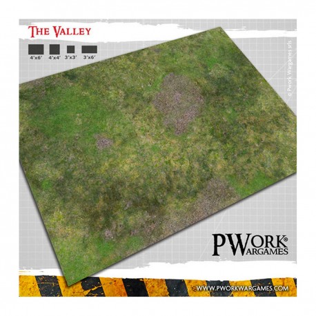 Tapis wargames The Valley 4x6' vert et rocheux