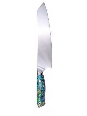 Couteau Tramuntana Kiritsuke avec acier Damas et manche abalone