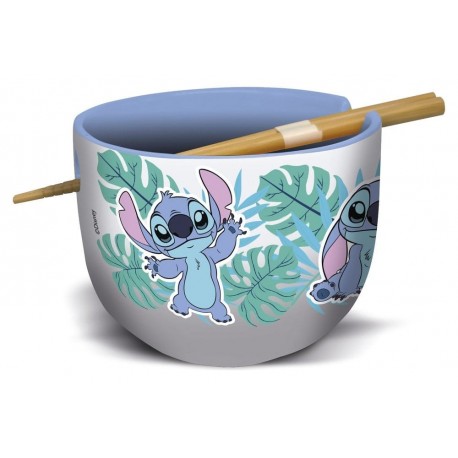 Bol à ramen en céramique Stitch avec baguettes