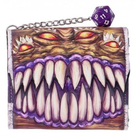 Portefeuille Mimic Dungeons & Dragons avec chaîne et dé