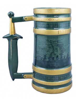 jarra cerámica El Señor de los Anillos verde y dorada