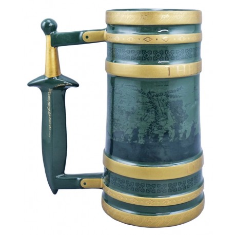jarra cerámica El Señor de los Anillos verde y dorada