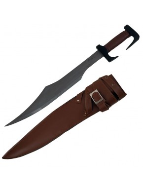 Épée spartiate en acier avec fourreau marron