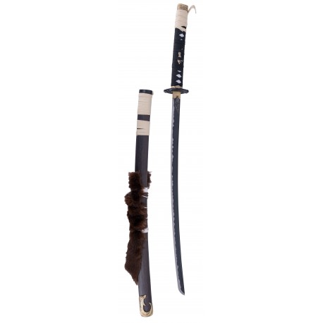 Katana Lobo Solitario Ghost of Yotei con saya de piel de lobo