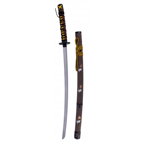 Katana Ghost of Yotei con hoja negra y mango encordado