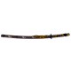 Katana Ghost of Yotei con hoja negra y mango encordado