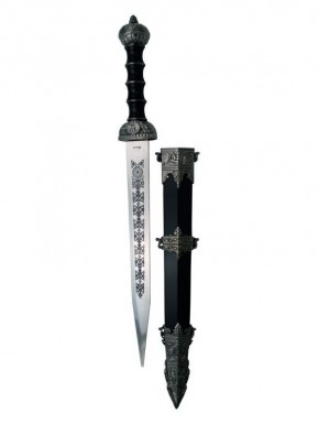 Épée Gladius noire décorée avec fourreau