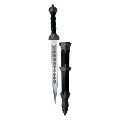 Espada Gladius negra decorada con vaina