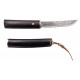 Cuchillo Tanto Tramuntana con hoja de damasco y mango de ébano