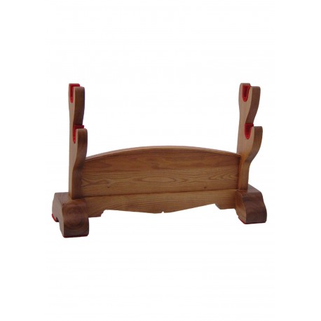 Support double pour épées japonaises en bois de chêne naturel
