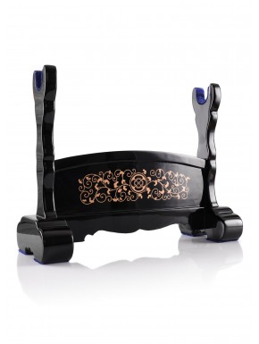 Support en bois noir pour Tachi avec design de rouleau