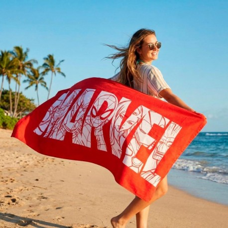 Serviette microfibre rouge Marvel avec design de super-héros
