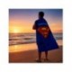 Serviette en microfibre bleue Superman avec emblème